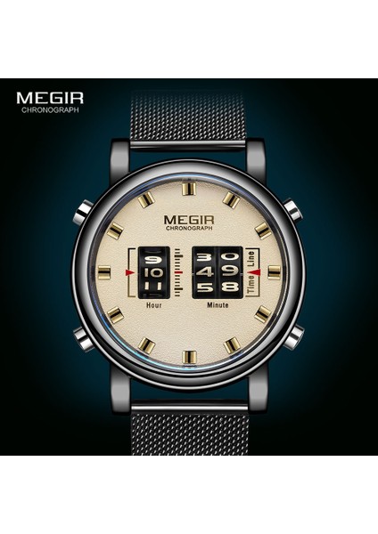 Kahverengi Kara Kutu Megır 2020 Yeni Lüks Saatler Erkekler Askeri Spor Makaralı Işaretçi Quartz Saat Erkek Moda Paslanmaz Çelik Tel Örgü Kayış Kol Saati (Yurt Dışından) fiyatları