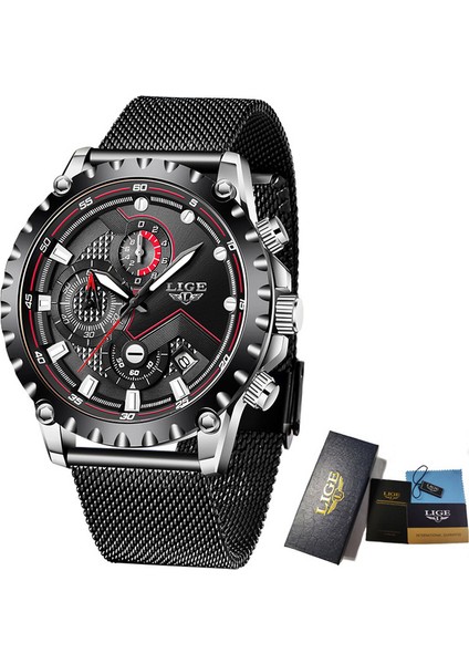 Gümüş Siyah Lıge Üst Marka Lüks Moda Kuvars Erkek Izle Rahat Spor Örgü Kemer Izle Su Geçirmez Aydınlık Tarih Saat Relogio Masculino Yeni (Yurt Dışından)