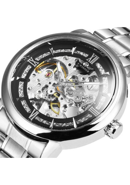 Sıyah-Altın Kazanan Marka Lüks Altın Izle Erkekler Için Otomatik Mekanik Saatler Erkek Paslanmaz Çelik Kayış Iş Kol Saati Erkek (Yurt Dışından) fırsatları