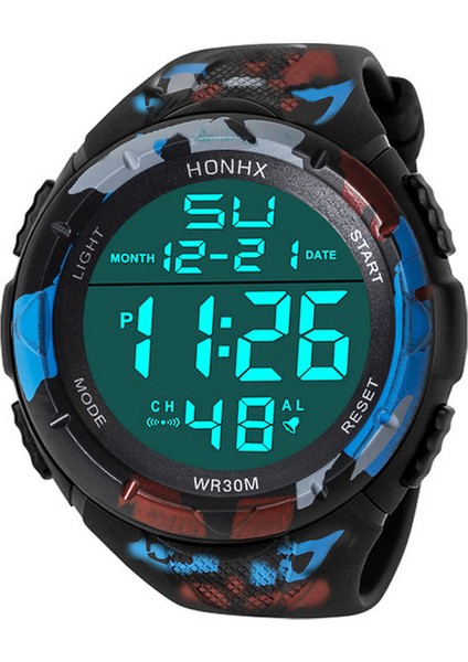 C Honhx Lüks Üst Marka Izle Erkekler Analog Dijital Saat Askeri Spor LED Yaşam Su Geçirmez Izle Silikon Kordonlu Saat Saat (Yurt Dışından)