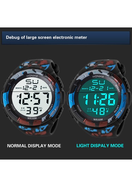 C Honhx Lüks Üst Marka Izle Erkekler Analog Dijital Saat Askeri Spor LED Yaşam Su Geçirmez Izle Silikon Kordonlu Saat Saat (Yurt Dışından)