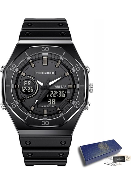 Tüm Siyah Lüks Üst Marka Lıge Dijital Spor Izle Erkekler Için 50 M Su Geçirmez Kronograf Çalar Saat Aydınlık Kuvars Kol Saati Adam (Yurt Dışından)