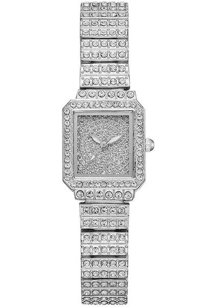 Gümüş Kadın Marka Lüks Tam Taklidi Bilezik Saatler Kare Elmas Bayanlar Izle Hediye Kuvars Kol Saati Relogios Femininos Saat (Yurt Dışından)