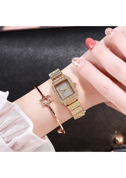 Gümüş Kadın Marka Lüks Tam Taklidi Bilezik Saatler Kare Elmas Bayanlar Izle Hediye Kuvars Kol Saati Relogios Femininos Saat (Yurt Dışından) indirimleri