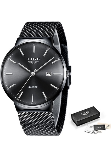 Siyah Lıge Erkek Saatler Moda Ultra Ince Izle Adam Su Geçirmez Tarih Kuvars Kol Saati Erkekler Için Iş Erkek Saat Relogio Masculino (Yurt Dışından)