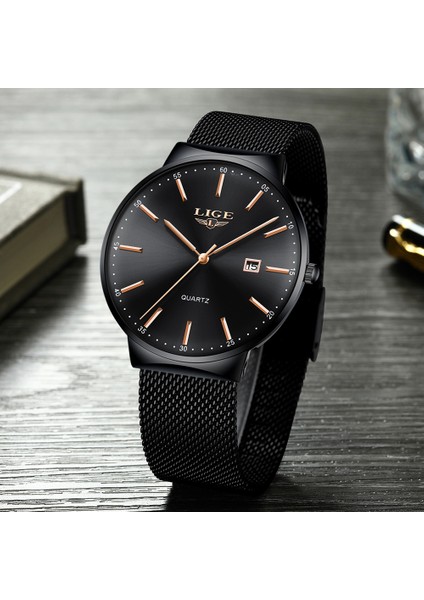 Siyah Lıge Erkek Saatler Moda Ultra Ince Izle Adam Su Geçirmez Tarih Kuvars Kol Saati Erkekler Için Iş Erkek Saat Relogio Masculino (Yurt Dışından) modelleri