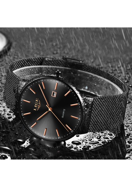 Siyah Lıge Erkek Saatler Moda Ultra Ince Izle Adam Su Geçirmez Tarih Kuvars Kol Saati Erkekler Için Iş Erkek Saat Relogio Masculino (Yurt Dışından) fırsatları