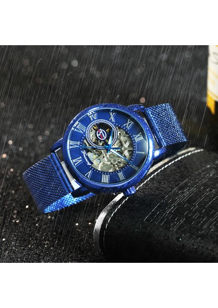 Bo Siyah Rg Forsınıng Erkekler Için Izle Mekanik Saatler Mavi Ultra Ince Örgü Kayış Moda Rahat Kol Saati Aydınlık Eller Saat (Yurt Dışından) modelleri