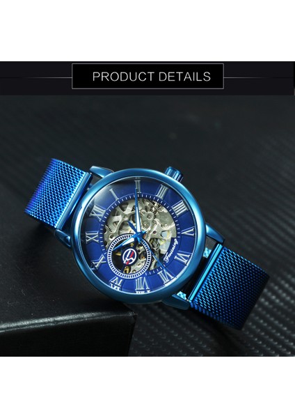 Bo Siyah Rg Forsınıng Erkekler Için Izle Mekanik Saatler Mavi Ultra Ince Örgü Kayış Moda Rahat Kol Saati Aydınlık Eller Saat (Yurt Dışından) fırsatları