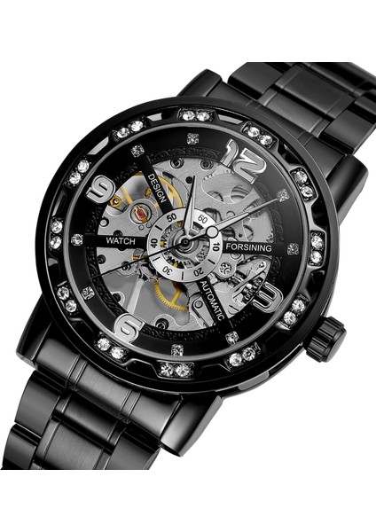 08 Forsınıng Avrupa ve Amerikan Basit Rüzgar Aydınlık Mekanik Saat Içi Boş Yuvarlak Siyah Çelik Şerit Izle Erkek Mekanik Saat (Yurt Dışından) fiyatları