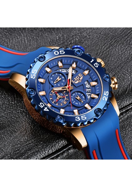 Gümüş Siyah 2023 Lıge Yeni Moda Erkek Saatler Top Marka Lüks Silikon Spor Izle Erkekler Kuvars Tarih Saat Su Geçirmez Kol Saati Chronograph (Yurt Dışından) modelleri