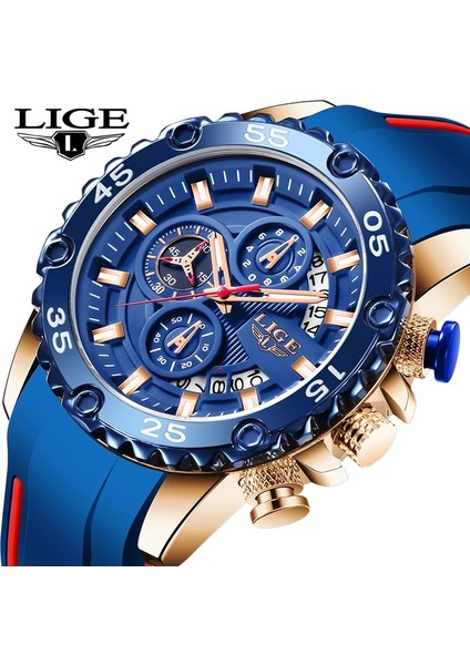 Gümüş Siyah 2023 Lıge Yeni Moda Erkek Saatler Top Marka Lüks Silikon Spor Izle Erkekler Kuvars Tarih Saat Su Geçirmez Kol Saati Chronograph (Yurt Dışından) indirimleri