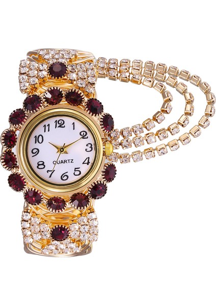 Mor Renkli Lüks Bilezik Saatler Kadınlar Için Rhinestones ile Kristal Analog Bayanlar Kuvars Saatı Bayanlar Elbise Hediyelik Saat (Yurt Dışından)