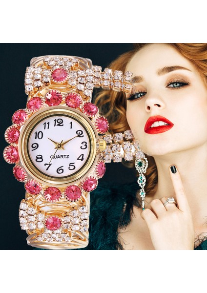 Mor Renkli Lüks Bilezik Saatler Kadınlar Için Rhinestones ile Kristal Analog Bayanlar Kuvars Saatı Bayanlar Elbise Hediyelik Saat (Yurt Dışından) fiyatları