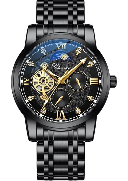 Siyah Chenxi Yeni Saatler Mekanik Otomatik Izle Erkekler Su Geçirmez Tourbillon Spor Saat Paslanmaz Çelik Kol Saati Relogio Masculino (Yurt Dışından)