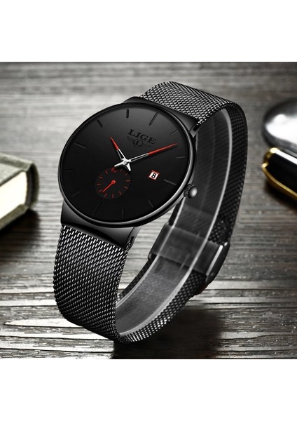 Siyah Kırmızı Lıge Kuvars Saat Spor Erkek Izle Üst Marka Lüks Ünlü Elbise Moda Saatler Erkek Unisex Ultra Ince Kol Saati Para Hombre (Yurt Dışından) fırsatları