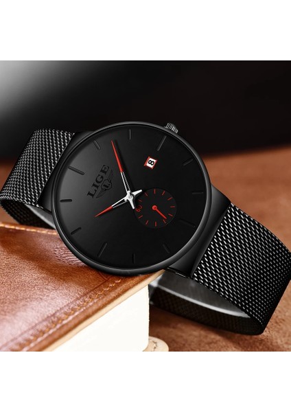 Siyah Kırmızı Lıge Kuvars Saat Spor Erkek Izle Üst Marka Lüks Ünlü Elbise Moda Saatler Erkek Unisex Ultra Ince Kol Saati Para Hombre (Yurt Dışından) indirimleri