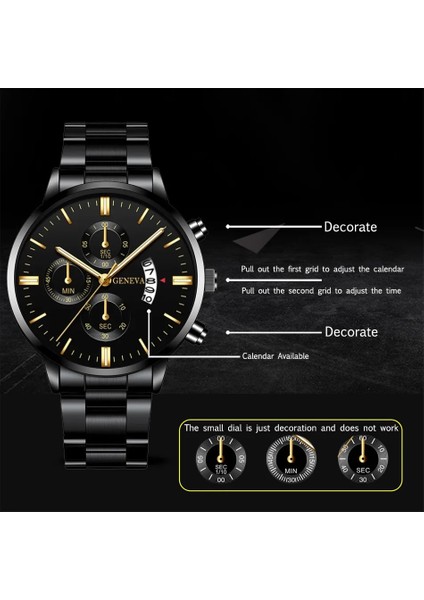 Gül Altın Gül Altın Reloj Hombre Moda Erkekler Paslanmaz Çelik Izle Lüks Takvim Kuvars Kol Saati Iş Saatleri Adam Saat Relogio Masculino (Yurt Dışından)