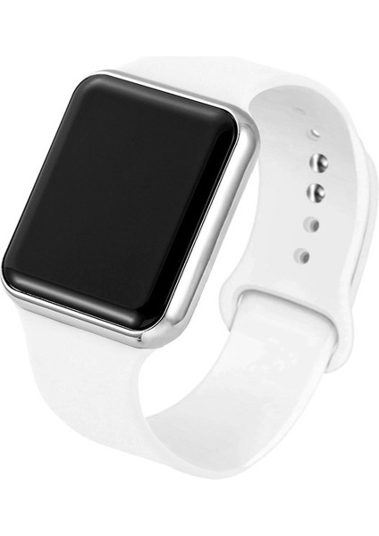 Beyaz Gümüş Erkek Spor LED Dijital Saat Erkek Kadın Silikon Elektronik Kol Saati Askeri Saat Relogio Digital Masculino Montre Homme (Yurt Dışından)