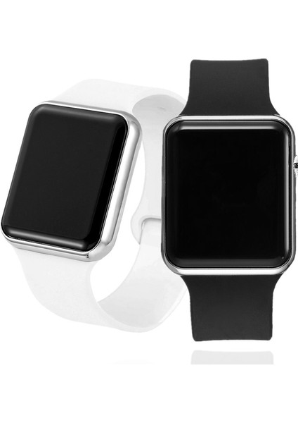 Beyaz Gümüş Erkek Spor LED Dijital Saat Erkek Kadın Silikon Elektronik Kol Saati Askeri Saat Relogio Digital Masculino Montre Homme (Yurt Dışından) modelleri