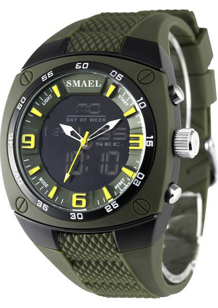 Gri Smael Moda Saatler Erkekler LED Spor Askeri Saat Alaşım Dial Dayanıklı Erkek Analog Kuvars Dijital Saat Relogio Masculino 1008 (Yurt Dışından)
