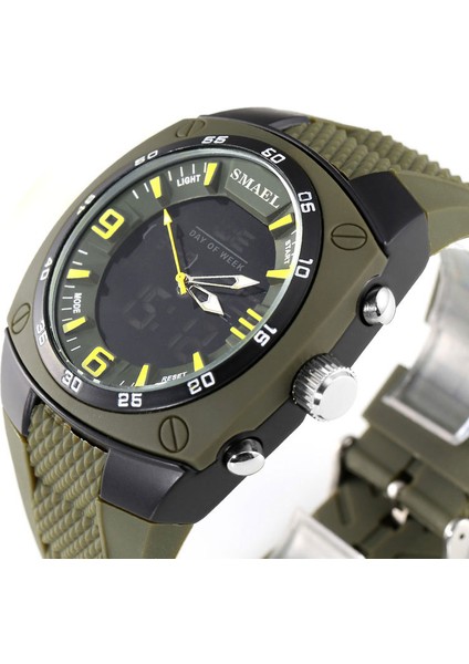 Gri Smael Moda Saatler Erkekler LED Spor Askeri Saat Alaşım Dial Dayanıklı Erkek Analog Kuvars Dijital Saat Relogio Masculino 1008 (Yurt Dışından)