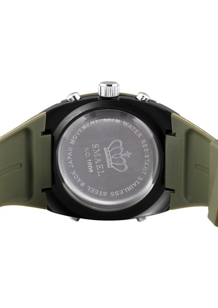 Gri Smael Moda Saatler Erkekler LED Spor Askeri Saat Alaşım Dial Dayanıklı Erkek Analog Kuvars Dijital Saat Relogio Masculino 1008 (Yurt Dışından)