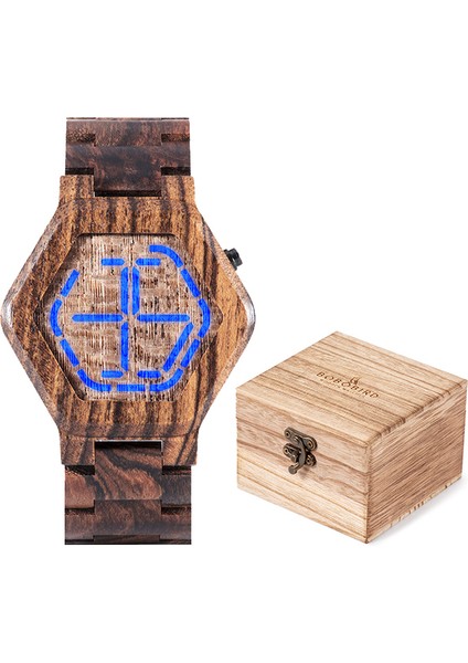 Kahverengi Ahşap Kutu Bobo Bırd LED Ahşap Erkek Saatler Benzersiz Dijital Saat Erkek Gece Görüş Kuvars Kol Saati Relógio Masculino Dropshipping (Yurt Dışından)