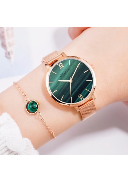 Sadece 1 Adet Izle Gaiety Lüks 2 Pcs Set Izle Kadınlar Gül Altın Su Matkap Bilezik Izle Takı Bayanlar Kadın Saat Rahat Kuvars Saatı (Yurt Dışından) modelleri