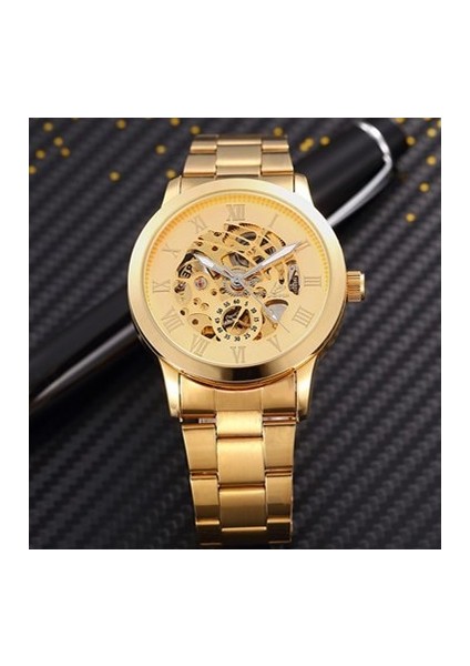 Altın Shenhua Erkek Saatler Vintage Klasik Otomatik Mekanik Izle Su Geçirmez Çelik Bant Erkek Kol Saati Reloj Hombre (Yurt Dışından)