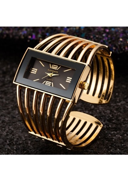 Altın Siyah Kadın Gül Altın Bileklik Bileklik Izle 2019 Yeni Lüks Bayanlar Dikdörtgen Elbise Analog Kuvars Saatler Saat Relogio Feminino (Yurt Dışından) fiyatları