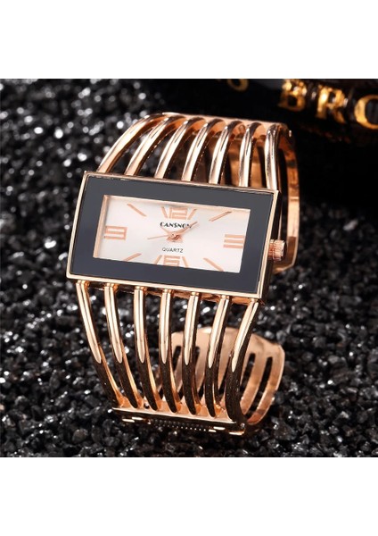 Altın Siyah Kadın Gül Altın Bileklik Bileklik Izle 2019 Yeni Lüks Bayanlar Dikdörtgen Elbise Analog Kuvars Saatler Saat Relogio Feminino (Yurt Dışından) fırsatları