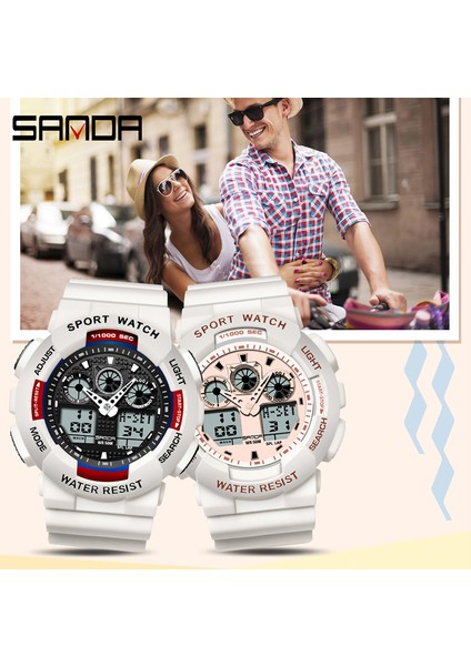 Beyaz Spor Izle Erkekler Lüks Çift Zamanlı Electrconi Saatler Kadın Kol Saati Moda Darbeye Dayanıklı Kronometre Askeri Spor Saati (Yurt Dışından) modelleri