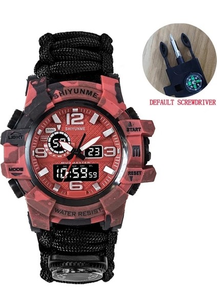 Kamuflaj Kırmızı Shıyunme Erkek Askeri Izle Su Geçirmez Kuvars Izle Pusula Termometre Spor LED Dijital Saat Erkek Relogio Masculino (Yurt Dışından)