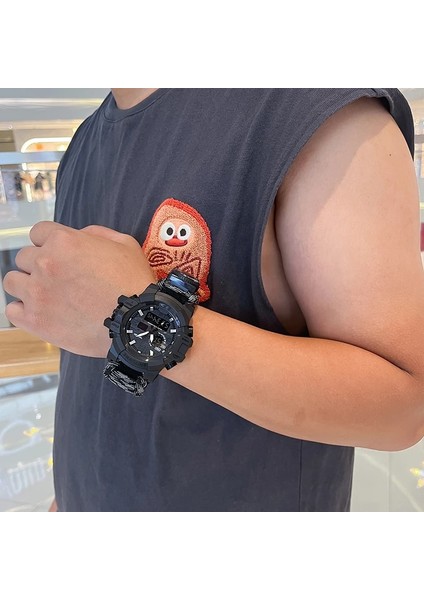Kamuflaj Kırmızı Shıyunme Erkek Askeri Izle Su Geçirmez Kuvars Izle Pusula Termometre Spor LED Dijital Saat Erkek Relogio Masculino (Yurt Dışından)