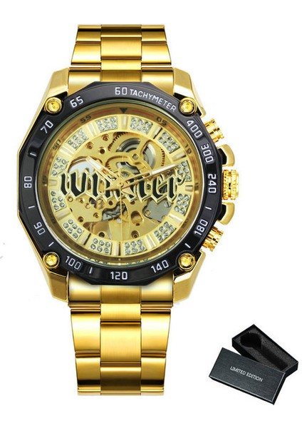 Altın Altın Altın Izle Erkekler Askeri Erkek Saatler Top Marka Lüks 2021 Otomatik Mekanik Kol Saati Kazanan Erkek Saat Yeni Orologio Uomo (Yurt Dışından)