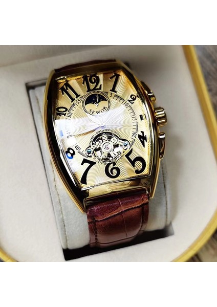 MM71202 Lüks Otomatik Mekanik Saatler Erkekler Için Kol Saati Tourbillon Bilek Saati Erkek Aydınlık Tonneau Adam Kol Saati (Yurt Dışından)