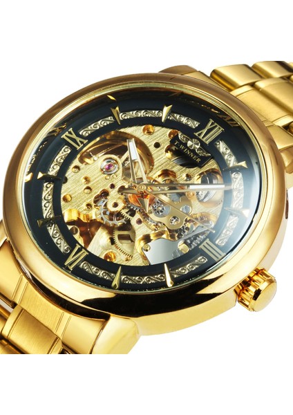 Sıyah-Sıyah Mekanik Bilek Saatler Erkekler Için Izle Kraliyet Kol Saati Lüks Marka Paslanmaz Çelik Kayış Glow Wınner Saat Saat Erkek (Yurt Dışından) modelleri