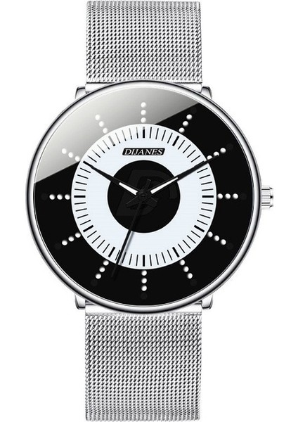 M Gümüş Siyah Minimalist Erkek Moda Siyah Klasik Saatler Lüks Erkekler Iş Rahat Kuvars Izle Örgü Kemer Aydınlık Saat Relogio Masculino (Yurt Dışından)