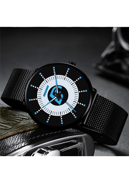 M Gümüş Siyah Minimalist Erkek Moda Siyah Klasik Saatler Lüks Erkekler Iş Rahat Kuvars Izle Örgü Kemer Aydınlık Saat Relogio Masculino (Yurt Dışından) fırsatları