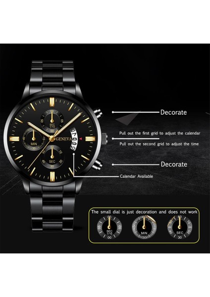 Yeşil Reloj Hombre Moda Erkekler Paslanmaz Çelik Izle Lüks Takvim Kuvars Kol Saati Iş Adam Için Saatler Saat Montre Homme (Yurt Dışından)
