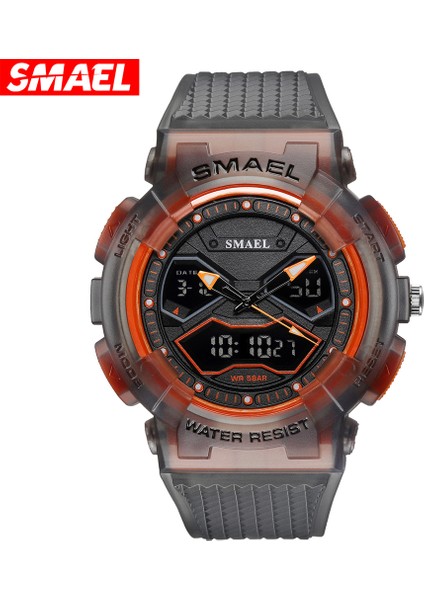 Şeffaf Gri Smael Marka Erkek Saatler Dijital Saat LED Spor Saatler Erkek Kol Saatleri Öğrenci Su Geçirmez Çift Zamanlı Saatler LED Saat Erkek (Yurt Dışından) indirimleri