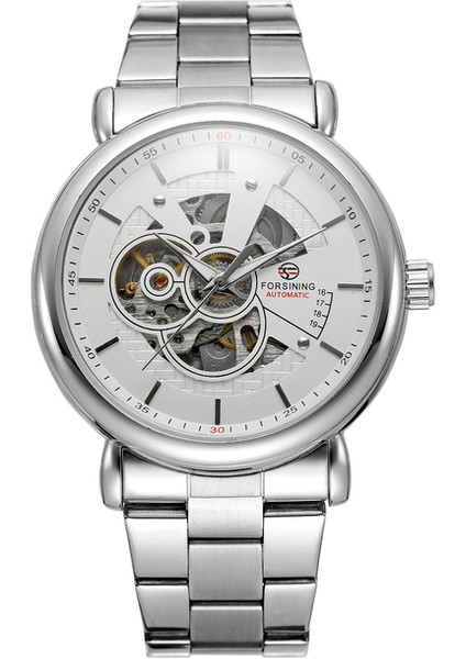 Gümüş Forsınıng Altın Mekanik Saat Delikli Tırnak Ölçeği Mekanik Saat Rahat Moda Çelik Kayış Kol Saati (Yurt Dışından)