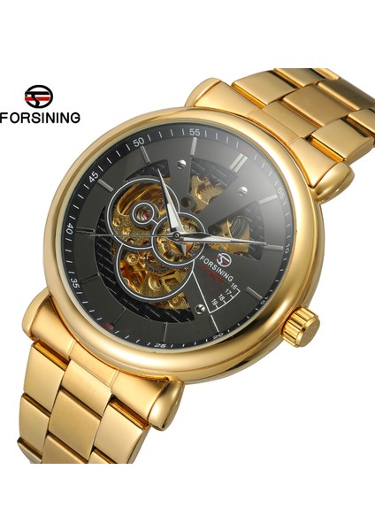 Gümüş Forsınıng Altın Mekanik Saat Delikli Tırnak Ölçeği Mekanik Saat Rahat Moda Çelik Kayış Kol Saati (Yurt Dışından) fiyatları