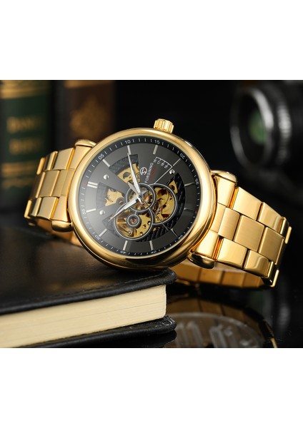 Gümüş Forsınıng Altın Mekanik Saat Delikli Tırnak Ölçeği Mekanik Saat Rahat Moda Çelik Kayış Kol Saati (Yurt Dışından) indirimleri