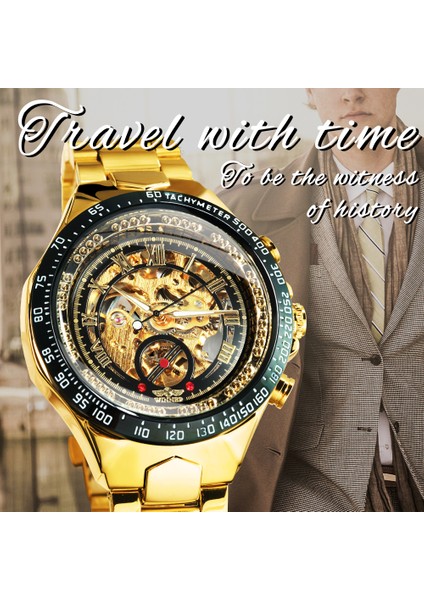 Bo Altın Beyaz Kazanan Mekanik Spor Tasarım Çerçeve Altın Izle Erkekler Otomatik Erkek Saatler Üst Marka Lüks Montre Homme Kol Saati (Yurt Dışından) fırsatları