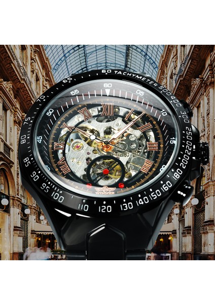 Bo Altın Beyaz Kazanan Mekanik Spor Tasarım Çerçeve Altın Izle Erkekler Otomatik Erkek Saatler Üst Marka Lüks Montre Homme Kol Saati (Yurt Dışından) indirimleri