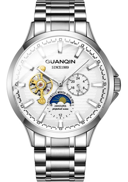 D Guanqın Tourbillon Mekanik Erkek Saatleri Üst Marka Su Geçirmez Saat Erkekler Iş Otomatik Analog Saat Relogios Masculino (Yurt Dışından)