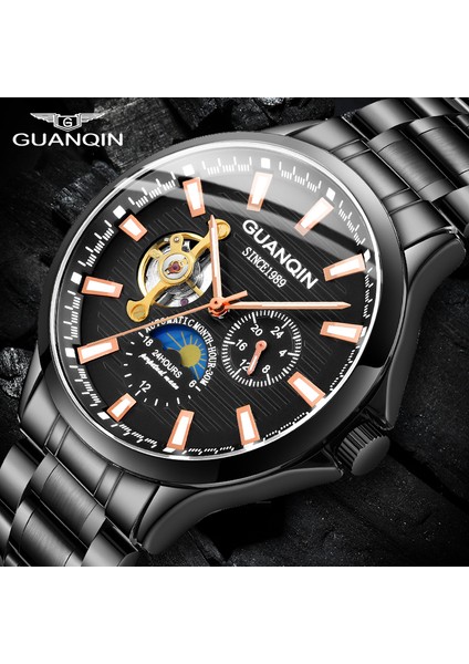 D Guanqın Tourbillon Mekanik Erkek Saatleri Üst Marka Su Geçirmez Saat Erkekler Iş Otomatik Analog Saat Relogios Masculino (Yurt Dışından)