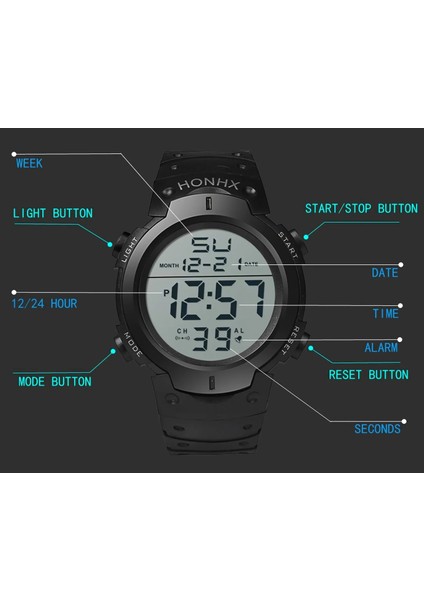 Bir Erkek Spor Akıllı LED Saatler Erkekler Dijital Saat Çok Fonksiyonlu Kauçuk Adam Spor Ordu Askeri Elektronik Saat Reloj Hombre (Yurt Dışından)